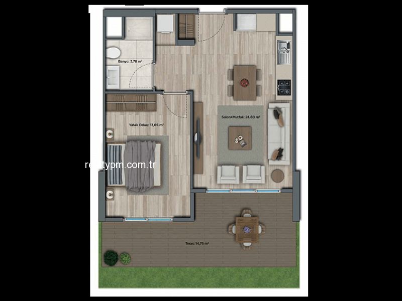 SUR YAPI MUHİT SATILIK SİTE İÇİ PEYZAJ MANZARALI  15m2 VERANDALI 1+1 FIRSAT BAHÇE KATI. - 2998