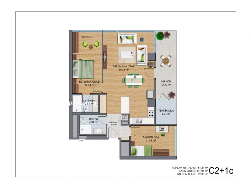 AĞAOĞLU ÇEKMEKÖY PARK SATILIK 2+1 117m2 ÇİFT BANYOLU, EYLÜL TESLİMİ!! - 3133