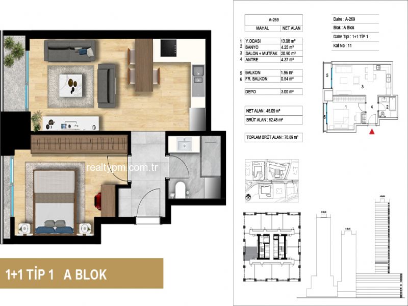 ATAŞEHİR MODERN SATILIK 1+1 76M2 TİP1 DAİRE FIRSATI! - 3152